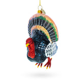 Gobbler Turkey Blown Glass Christmas Ornament in Multi color