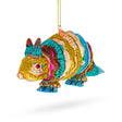Vibrant Multicolored Armadillo Glass Christmas Ornament in Multi color