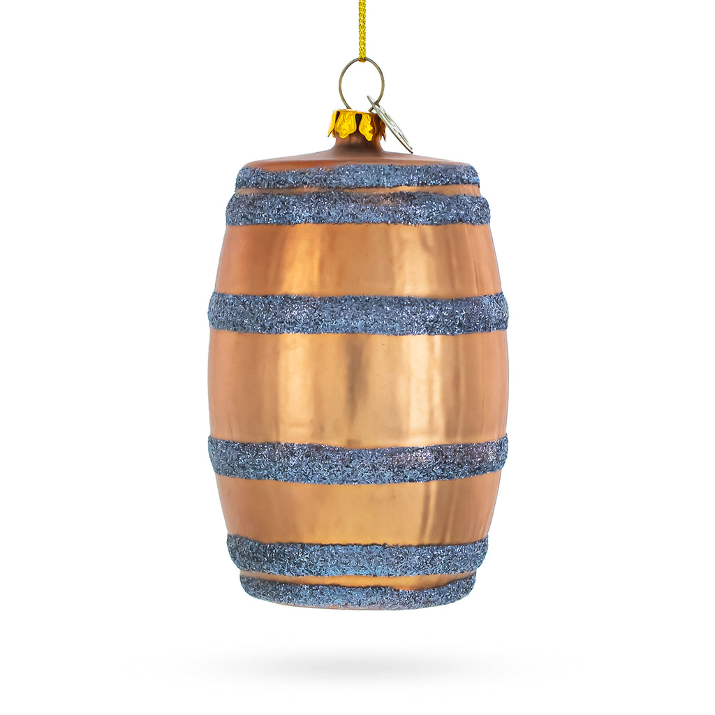 Glass Aged Whiskey Barrel - Blown Glass Christmas Ornament in Multi color