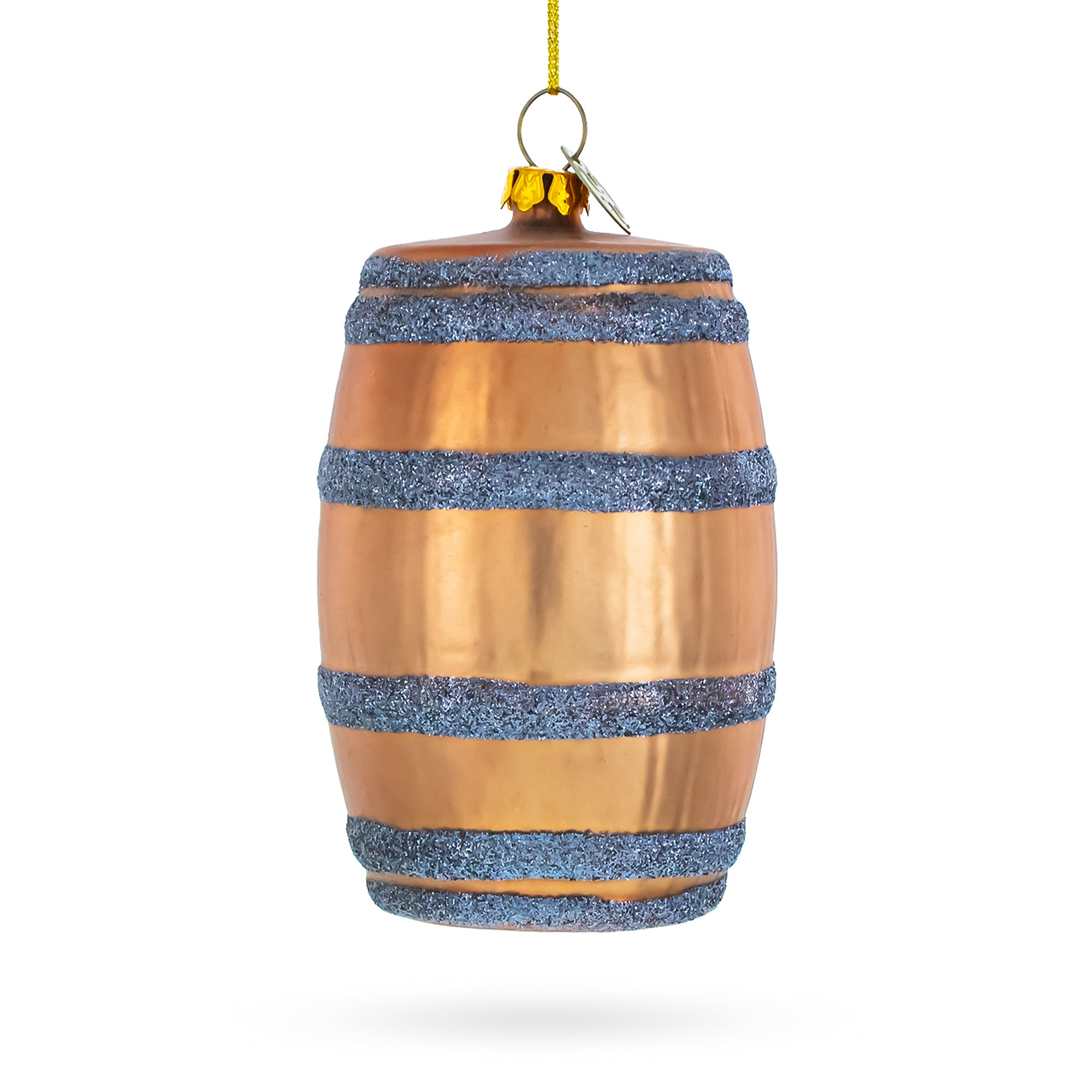 Aged Whiskey Barrel Glass Christmas Ornament in Brown color Figurine