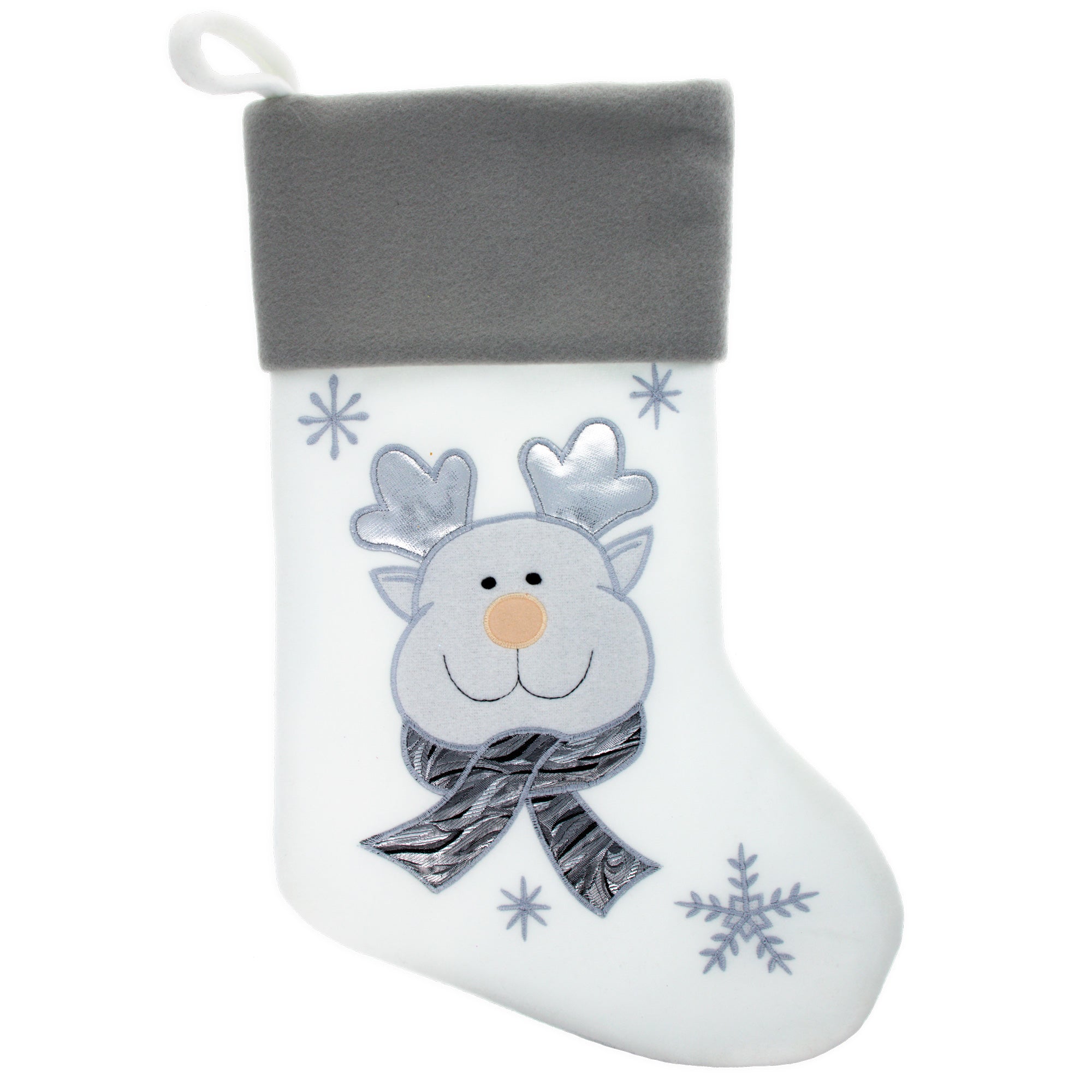 Shop Set of 3 Gold and Silver, on White Felt Santa, Reindeer Christmas Stockings 15 Inches. Buy Christmas Decor Christmas Stockings White   for Sale by Online Gift Shop BestPysanky Christmas stockings sock holiday stocking xmas decoration personalized knit embroidered custom holders cheap plaid knitted felt rustic crochet vintage classic needlepoint red xmas decoration sock