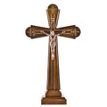 Carved Ukrainian Wooden Standing Crucifix 12 Inches in Brown color
