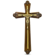 Hand Carved Wooden Wall Crucifix 10 Inches in Brown color