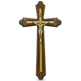 Wood Hand Carved Wooden Wall Crucifix 10 Inches in Brown color