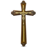 Hand Carved Wooden Wall Crucifix 10 Inches in Brown color