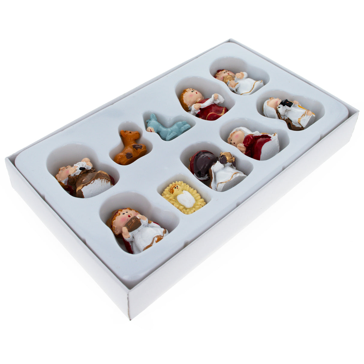 Set of 10 Miniature Nativity Scene Children Figurines ,dimensions in inches: 8 x 4.8 x 1.25