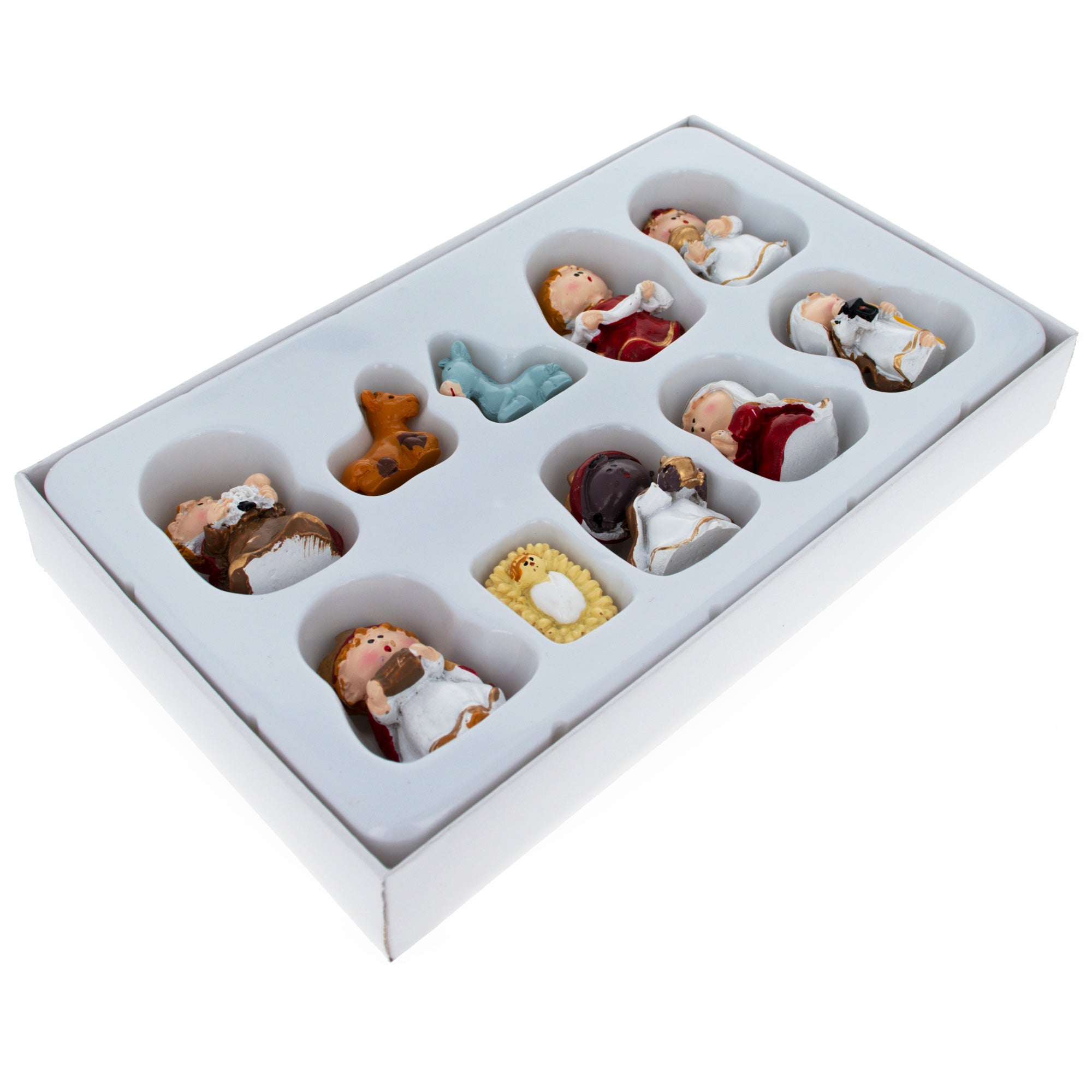 Set of 10 Miniature Nativity Scene Children FigurinesChina , dimensions in inches: 1.5 x 4.8 x 1.25