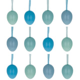 Bag of 12 Miniature Pastel Blue Plastic Easter Egg Ornaments 1.5 Inches in Blue color, Oval shape