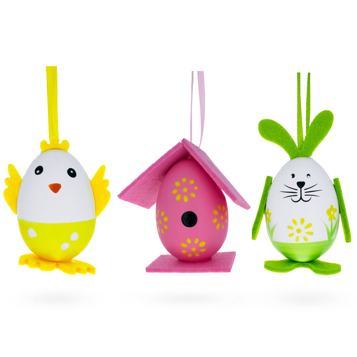 Plastic Set of 3 Bunny, Chick, Easter Egg House Plastic Easter Gift Set Decoration in Multi color