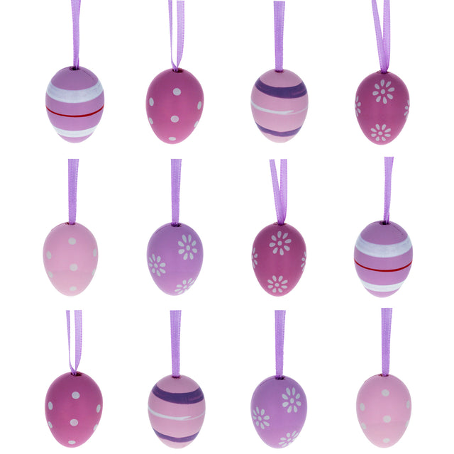 Bag of 12 Miniature Pastel Purple Plastic Easter Egg Ornaments 1.5 Inches in Purple color Oval