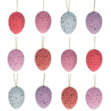 Bag of 12 Pink and White Speckled Plastic Easter Egg Ornaments 2.35 Inches in Pink color Oval