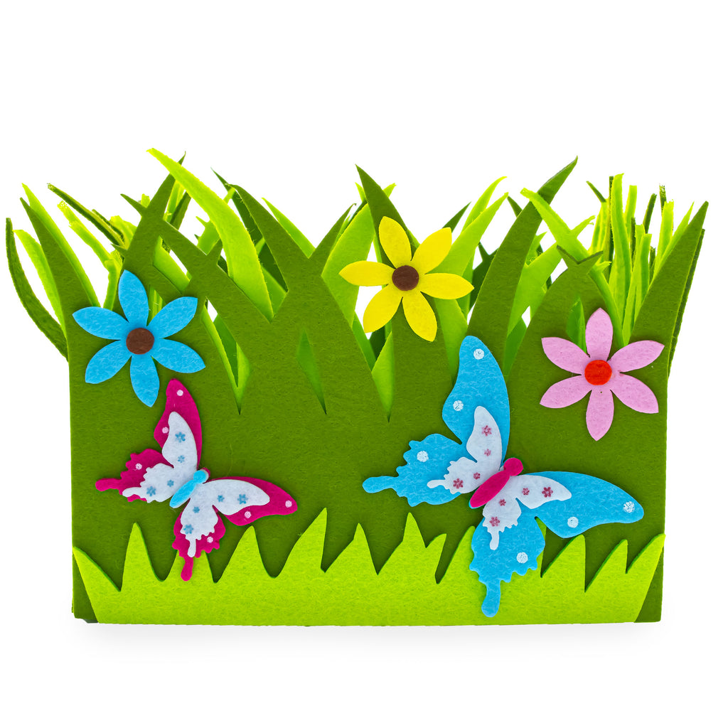 Set of 2 Colorful Felt Butterfly and Flower Spring Centerpieces for Tables and Shelves 6 Inches TallChina , dimensions in inches: 7.6 x 6 x 5.5