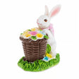 Bunny with Easter Basket full of Flowers 3 Inches in White color