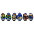 6 Santa with Snowman and Birds Wooden Christmas Ornaments 2.25 Inches in Multi color, Oval shape