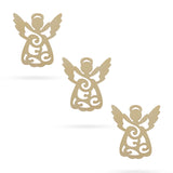 3 Angels Unfinished Wooden Shapes Craft Cutouts DIY Unpainted 3D Plaques 4 Inches in Beige color,  shape