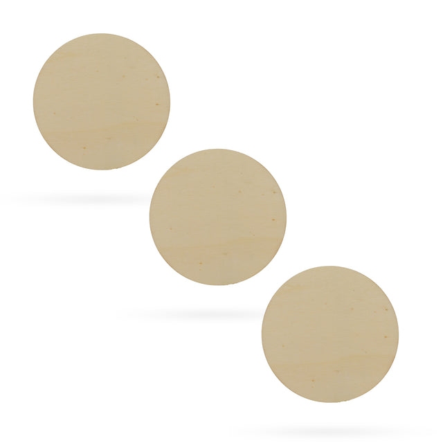 3 Circles Unfinished Wooden Shapes Craft Cutouts DIY Unpainted 3D Plaques 4 Inches in Beige color Round