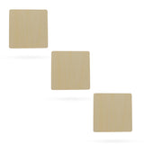 3 Squares Unfinished Wooden Shapes Craft Cutouts DIY Unpainted 3D Plaques 4 Inches in Beige color, Square shape