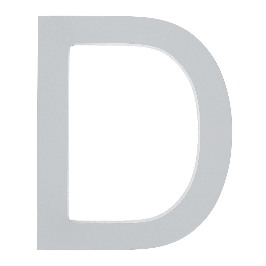 Arial Font White Painted MDF Wood Letter D (6 Inches) in White color,  shape