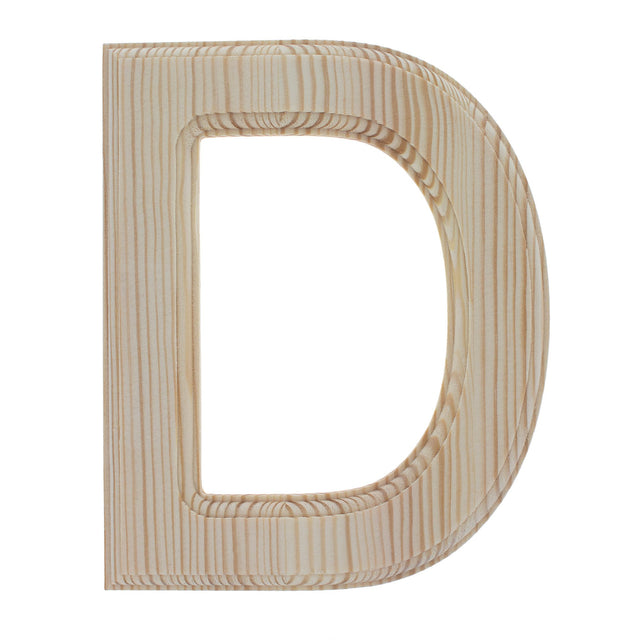 Unfinished Wooden Arial Font Letter D (6.25 Inches) in Beige color