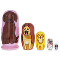 Five Dogs Wooden Nesting Dolls 5.75 Inches in Multi color