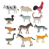Set of 12 Miniature Resin Farm Animal Figurines 2 Inches in Multi color