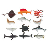 Set of 12 Miniature Assorted Resin Sea Animals Figurines 2 Inches in Multi color