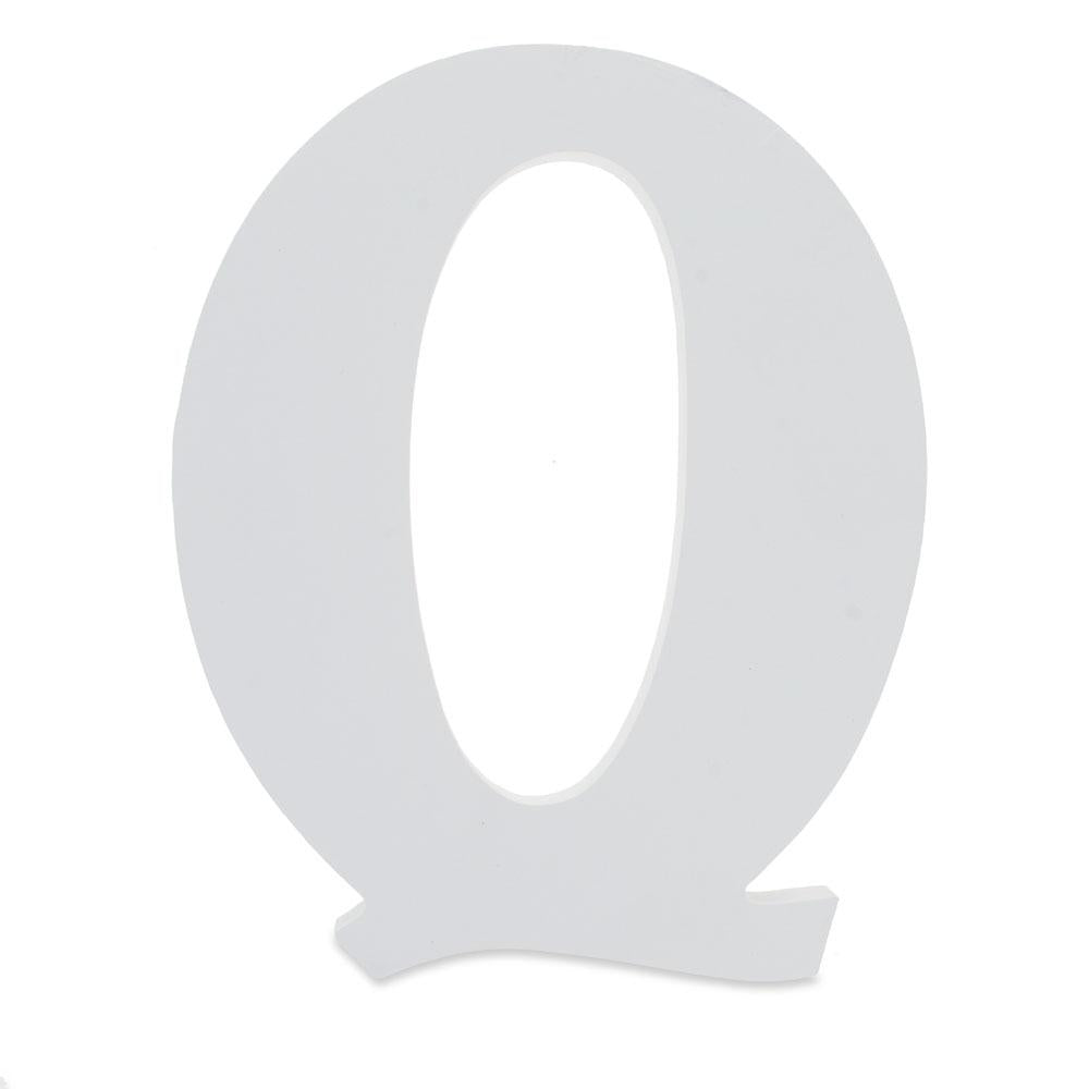 Wood Courier Font White Color Wooden Letter Q (6 Inches) in White color