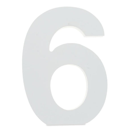 Courier Font White Color Wooden Number 6 (6 Inches) in White color