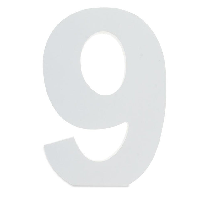 Courier Font White Color Wooden Number 9 (6 Inches) in White color,  shape