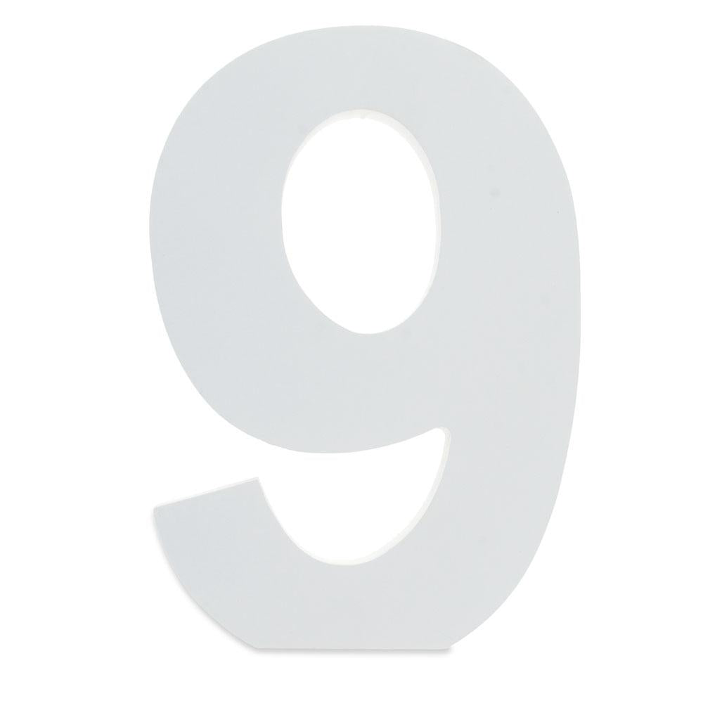 Courier Font White Color Wooden Number 9 (6 Inches) in White color