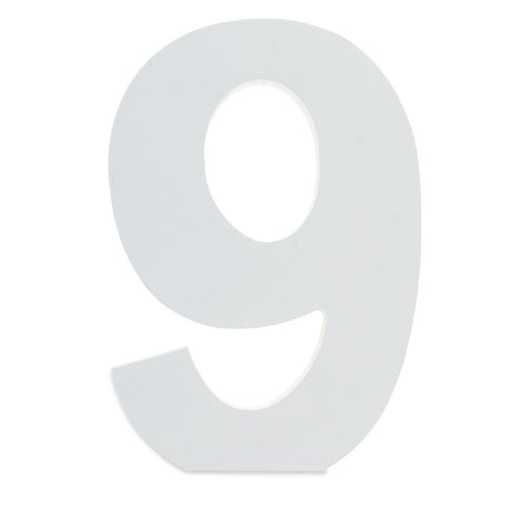 Courier Font White Color Wooden Number 9 (6 Inches) in White color