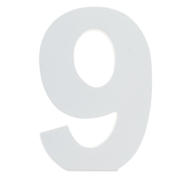 Courier Font White Color Wooden Number 9 (6 Inches) in White color