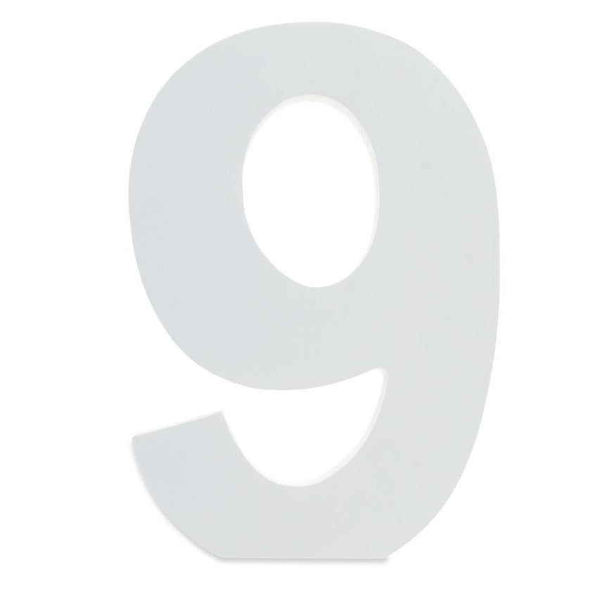 Courier Font White Color Wooden Number 9 (6 Inches) in White color