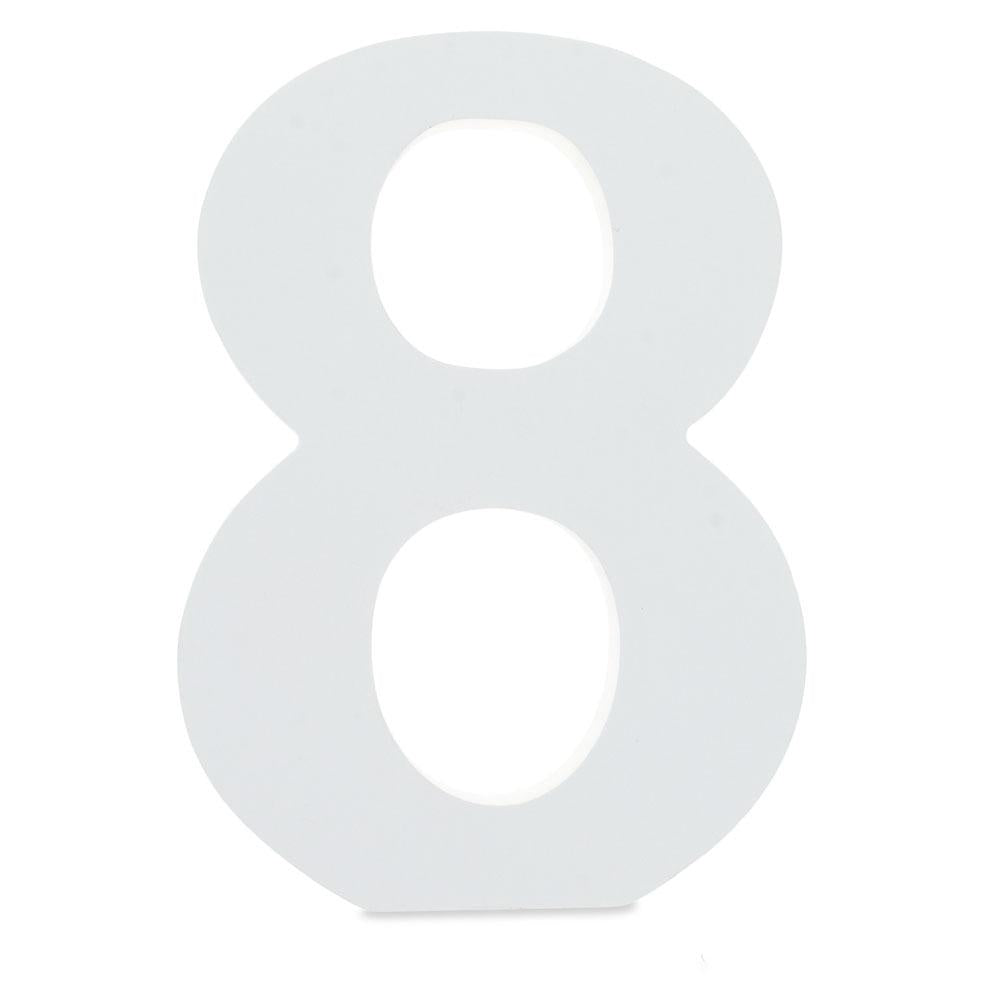 Courier Font White Color Wooden Number 8 (6 Inches) in White color,  shape