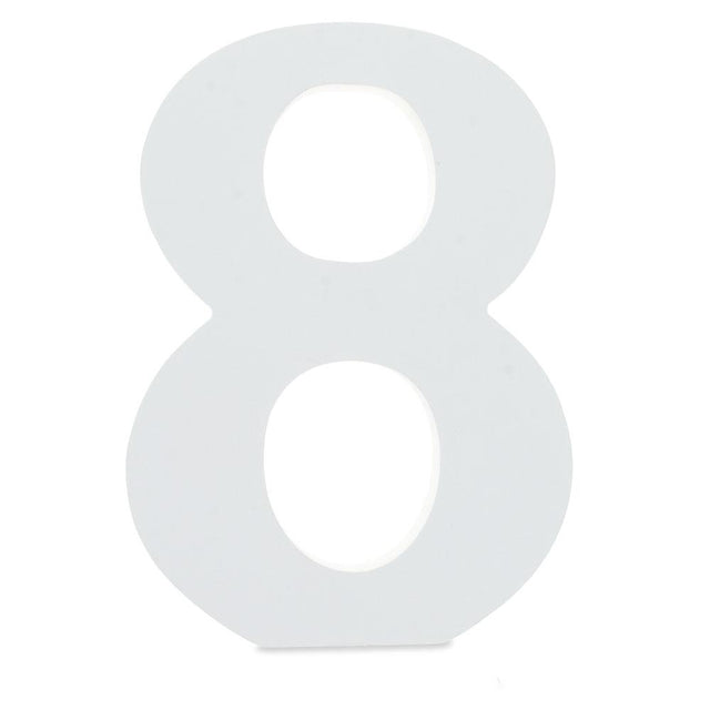 Courier Font White Color Wooden Number 8 (6 Inches) in White color