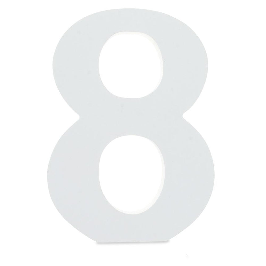 Courier Font White Color Wooden Number 8 (6 Inches) in White color
