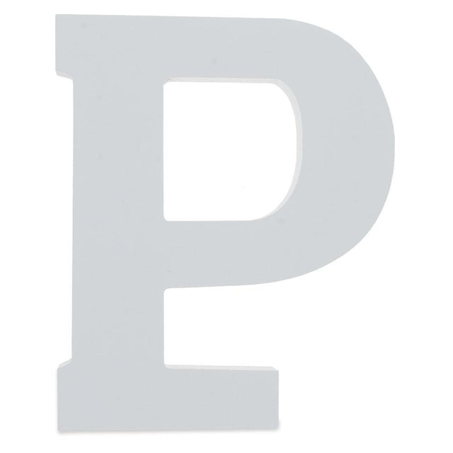 Courier Font White Color Wooden Letter P (6 Inches) in White color,  shape