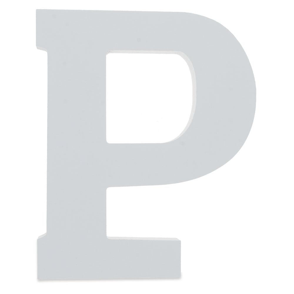 Courier Font White Color Wooden Letter P (6 Inches) in White color