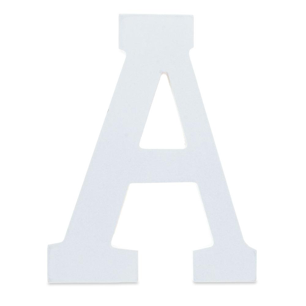 Courier Font White Color Wooden Letter A (6 Inches) in White color,  shape