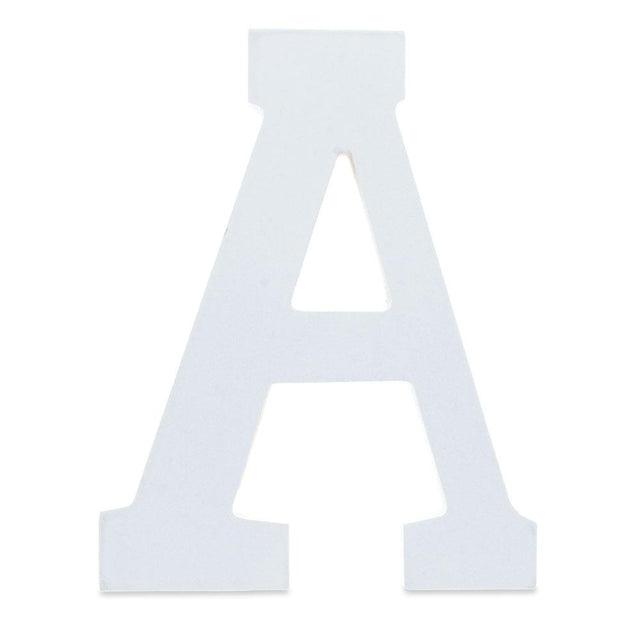 Courier Font White Color Wooden Letter A (6 Inches) in  color