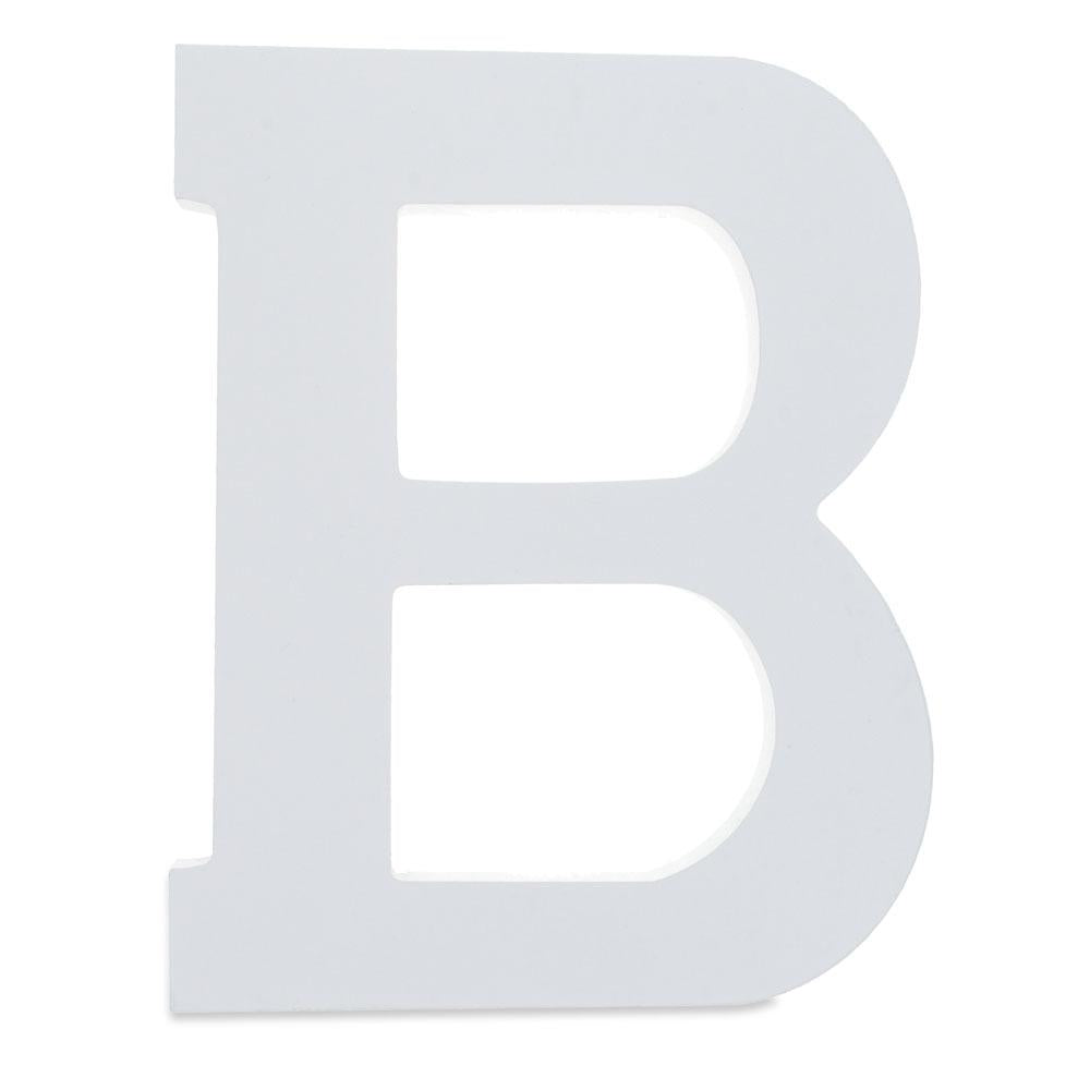 Courier Font White Color Wooden Letter B (6 Inches) in White color,  shape