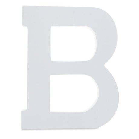 Courier Font White Color Wooden Letter B (6 Inches) in White color,  shape