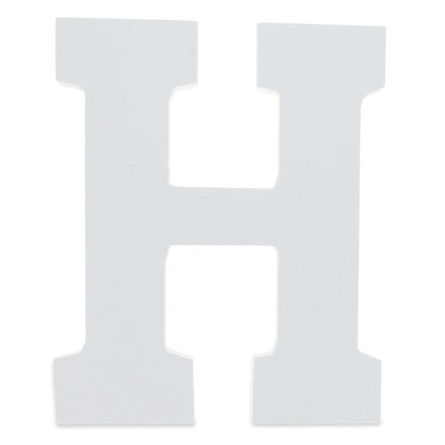 Courier Font White Color Wooden Letter H (6 Inches) in White color,  shape