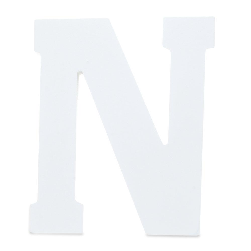 Courier Font White Color Wooden Letter N (6 Inches)