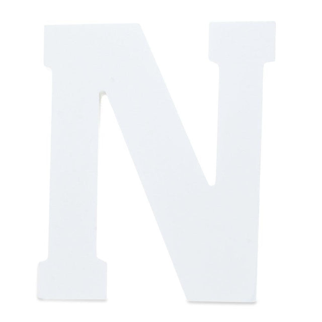 Courier Font White Color Wooden Letter N (6 Inches) in White color,  shape
