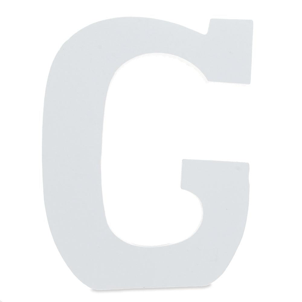 Courier Font White Color Wooden Letter G (6 Inches) in White color,  shape