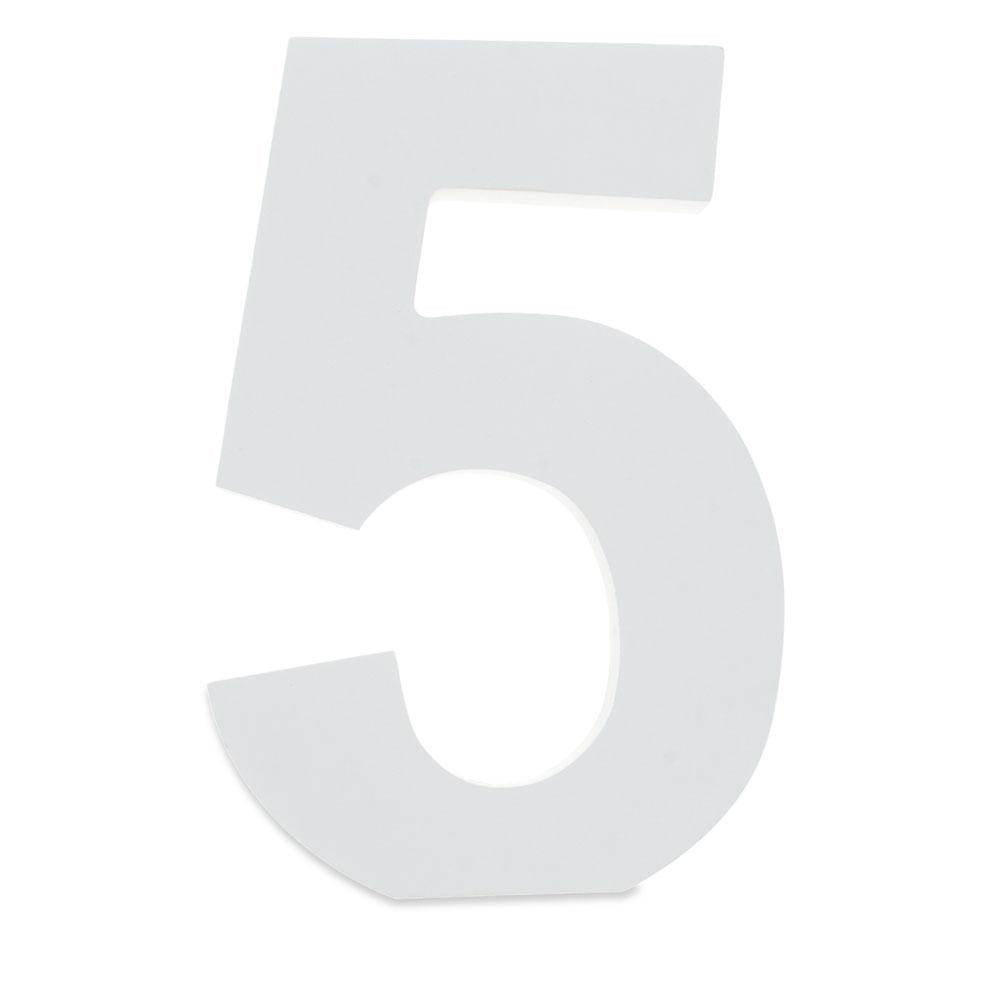 Courier Font White Color Wooden Number 5 (6 Inches) in White color,  shape
