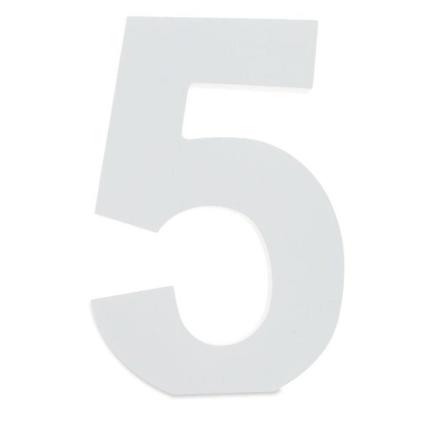 Wood Courier Font White Color Wooden Number 5 (6 Inches) in White color