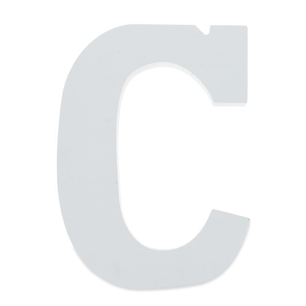 Courier Font White Color Wooden Letter C (6 Inches) in White color,  shape