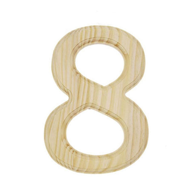 Unfinished Unpainted Wooden Number 8 (Eight) 6 Inches in Beige color,  shape